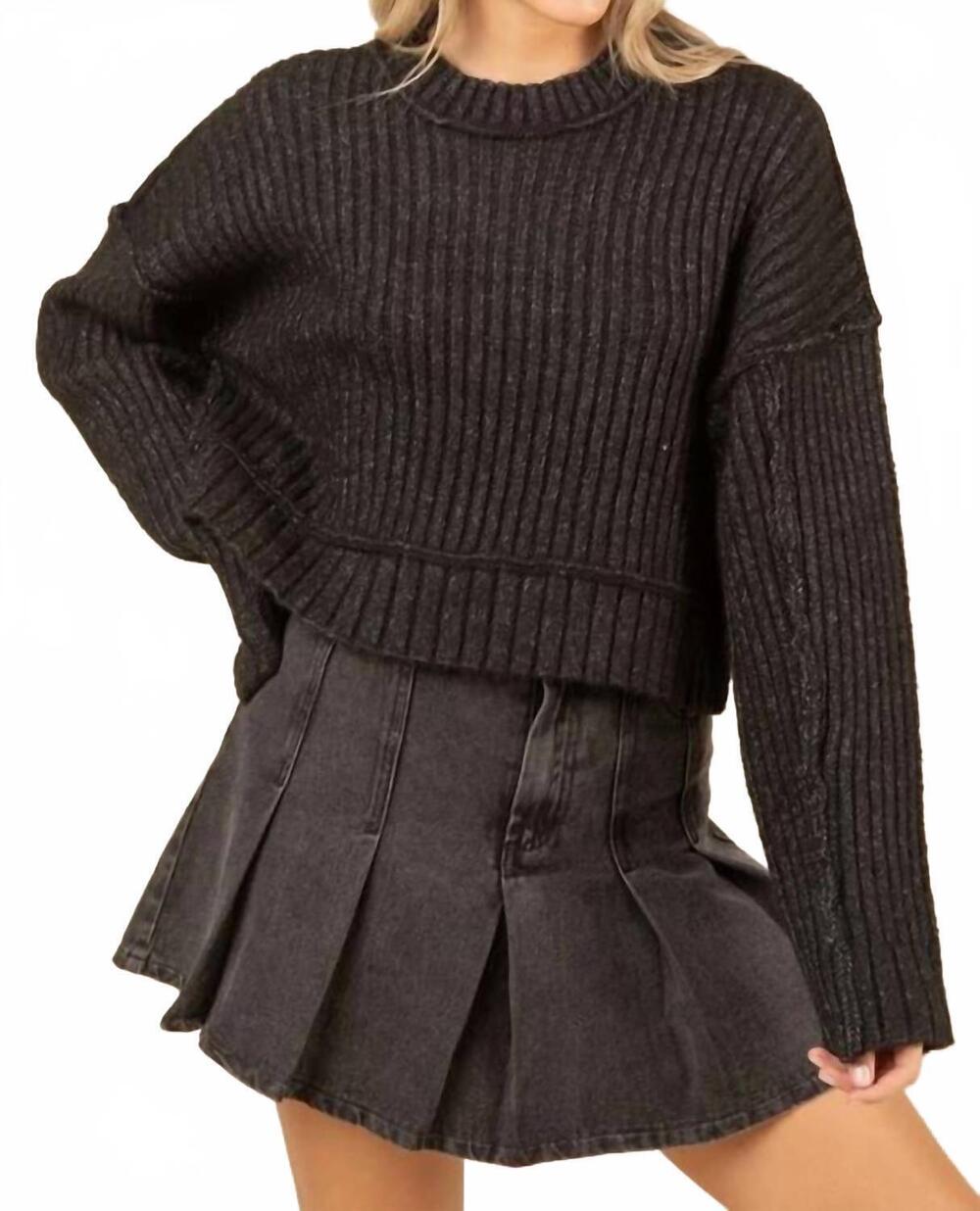 NEW VERY J ribbed knit sweater pullover in black